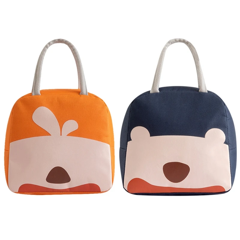 

2Pcs Zipper Thermal Insulated Warm Keeping Lunch Box Bag Food Container Box Storage Bag Cute Cartoon Lunch Bag