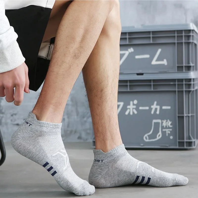 5 Pairs Sports Low-Cut Boat Socks Men Breathable Male Comfortable Casual Socks Summer Street Fashions Absorb Sweat Ankle Socks