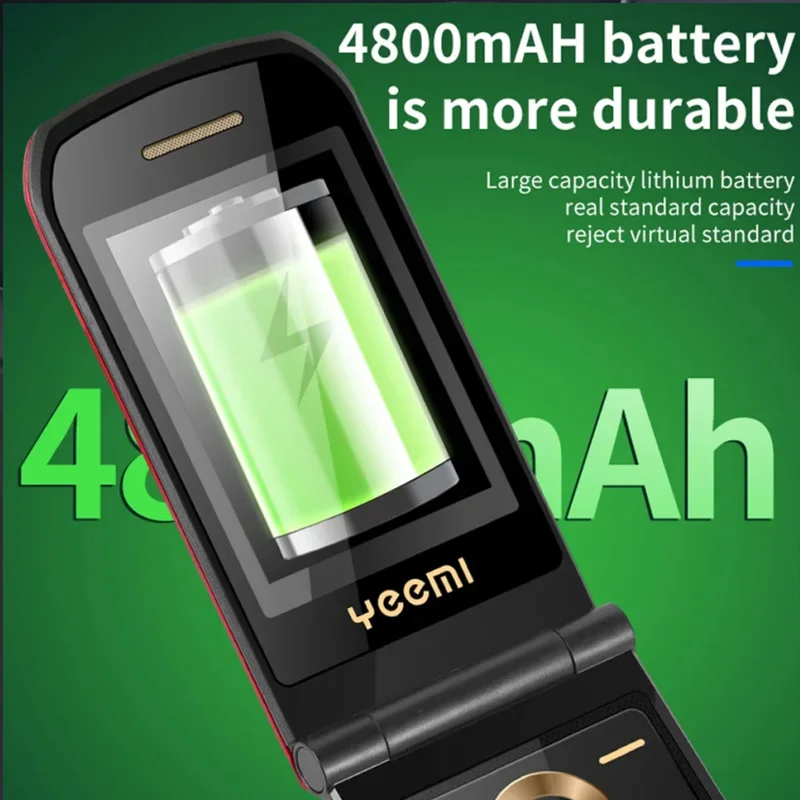 Телефон-раскладушка Yeemi K21 + 4g 2 6 дюйма две Sim-карты 6800 мАч