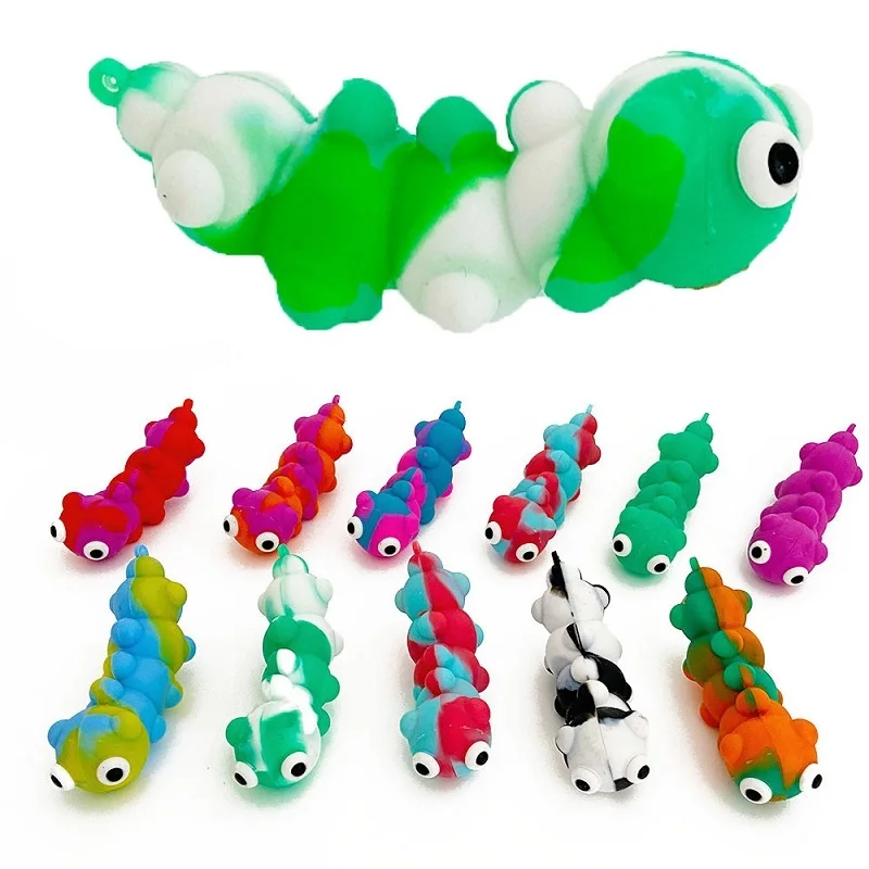 

Hot 11cm Squishy Toy Pinch Squeeze Toy Fidget Toy Caterpillar Decompression Sucker Bubble Ball Vent Glowing Office Decompression