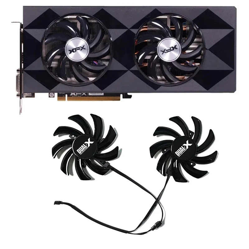 

2pcs 85mm FDC10H12S9-C FD7010H12S DC 12V 0.35A for XFX R9 390/390X 8G RX470 RX570 RX580 RS graphics card fan