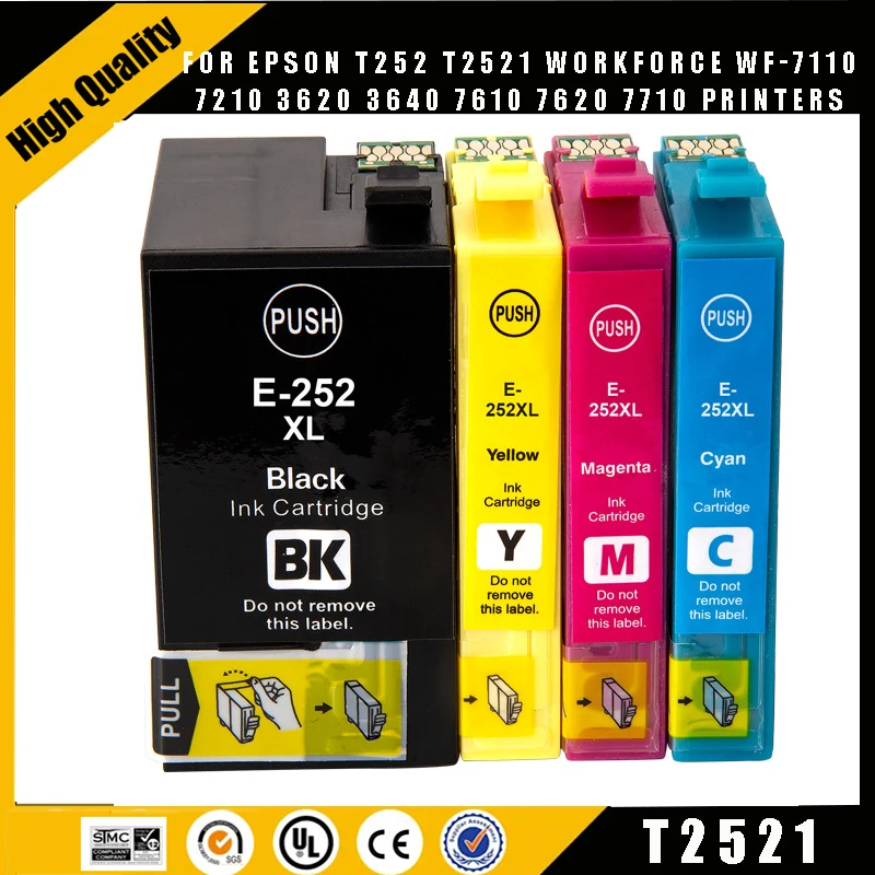 

einkshop T252 T2521 - T2524 Ink Cartridge For Epson WorkForce WF-3620 WF-3640 WF-7610 WF-7620 WF-7110 WF-7710 WF-7720 Printer