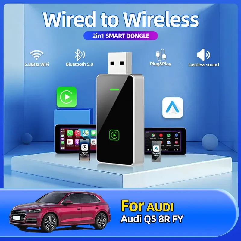 2025 модный новый беспроводной адаптер Carplay Android Auto 2в1 автомобильные аксессуары для