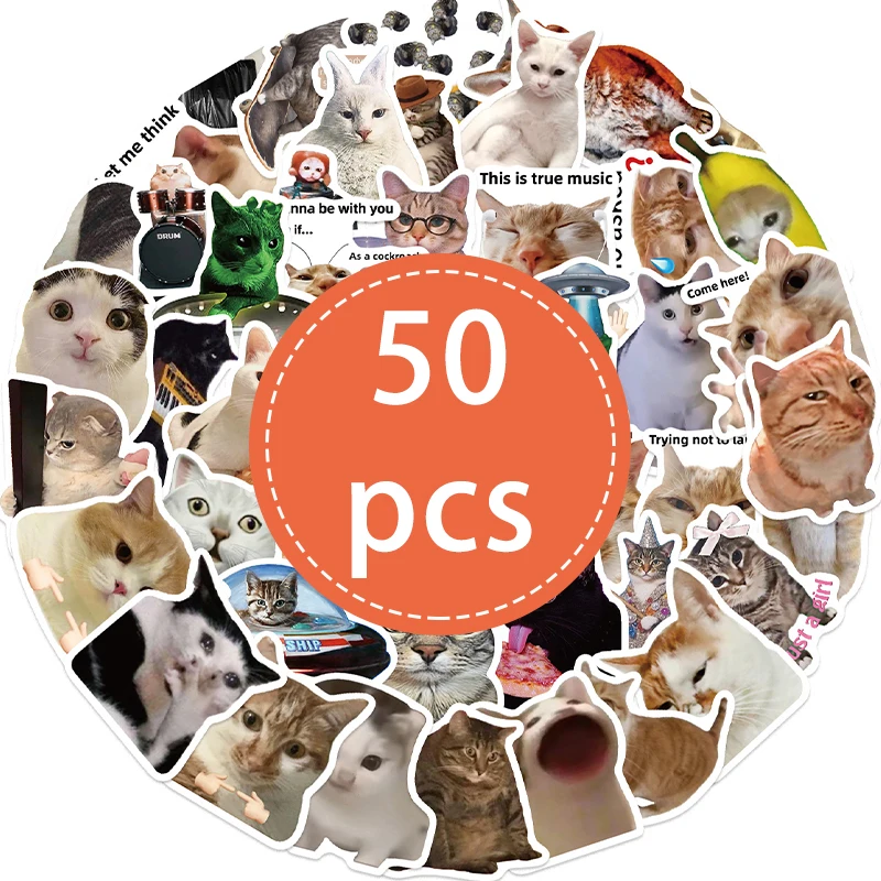 

50 шт. наклейки с котами XIURAN