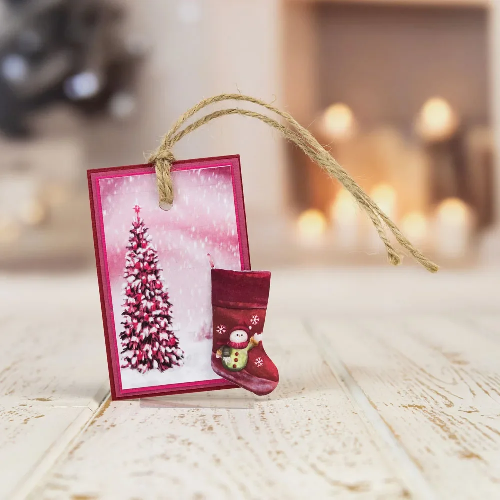 Рождественская коллекция для скрапбукинга елочные носки кошка снеговик