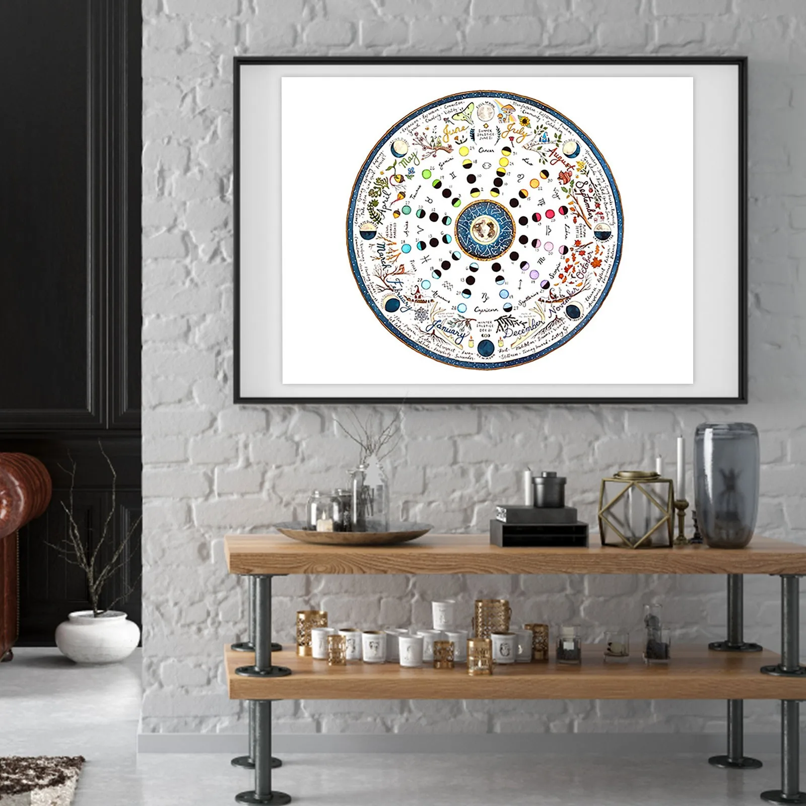 Картина 2022 лунный календарь ежегодное кольцо холст подвесная картина с фазой