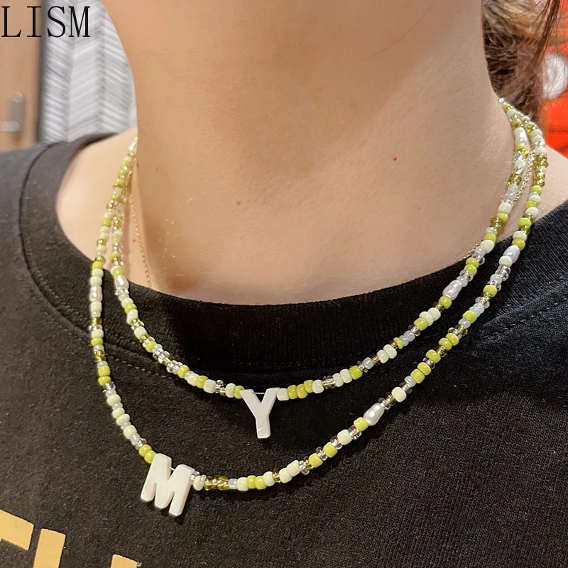 Мужское ожерелье с цветными бусинами и 26 буквами богемное модное женское в стиле