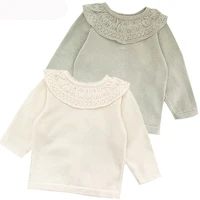 solid color ruffles hollow out korean style toddlers kids sweater spring autumn baby girls knitted cardigan sweaters toddlers