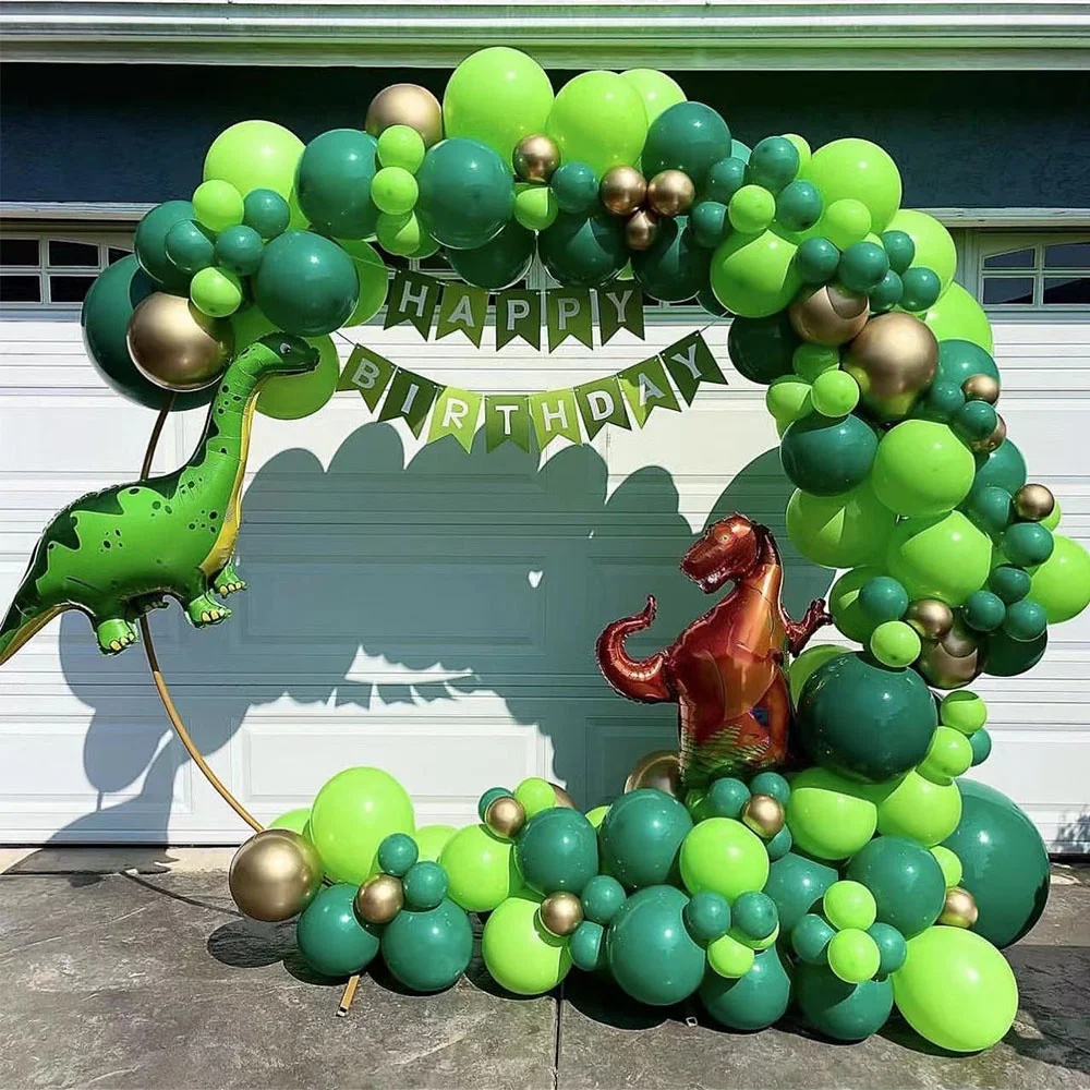 

115pcs Dinosaur Birthday Balloons Arch Garland Kit Green Metallic Gold Dinosaur Foil Balloon for Birthday Dinosaur Party Decors
