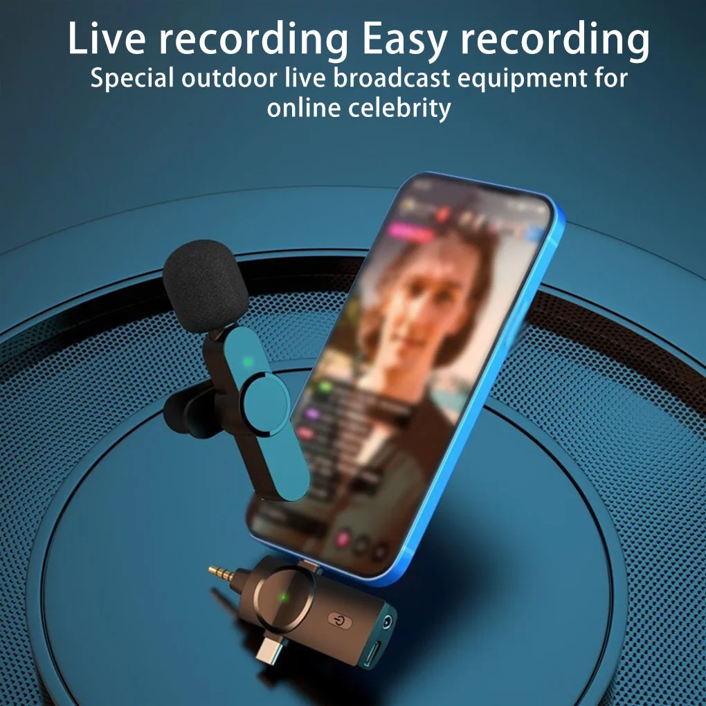 

Wireless Clip On Microphone Live Streaming Mic Type-C Reverberation Output Device Microphones for Smartphone Tyle 1