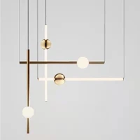 modern golden led pendant light dining room furniture long stick bedside hanging light modern pendant ceiling lamps