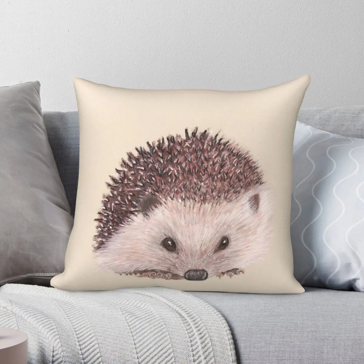 

The Hedgehog Square Pillowcase Polyester Linen Velvet Pattern Zip Decor Throw Pillow Case Car Cushion Cover 45x45