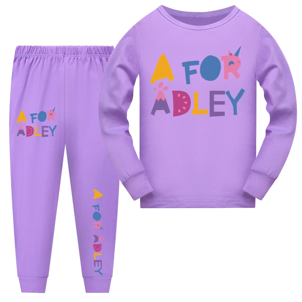 Новинка мультяшная одежда A для ADLEY пижама с длинным рукавом девочек футболка и