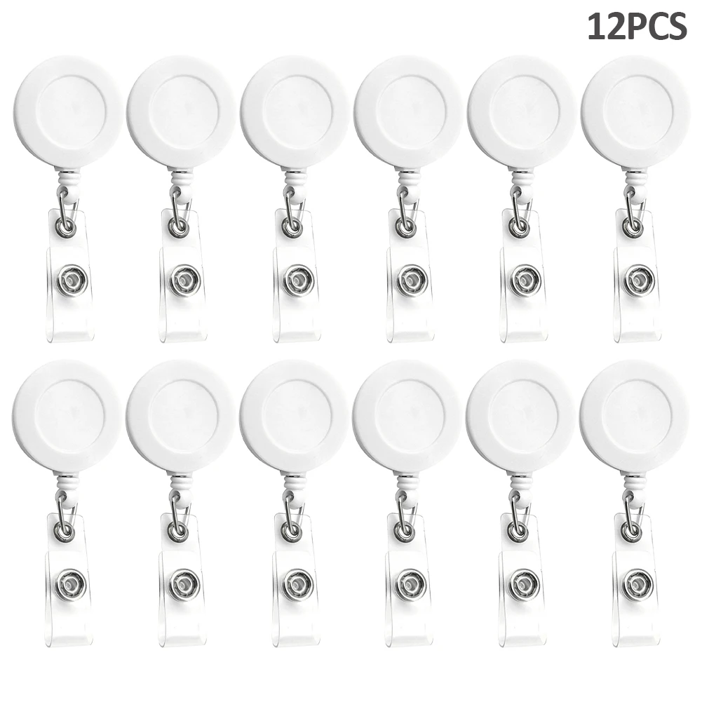 

12pcs Doctor Fashion Teacher Student For Nurse ID Badge Holder Swivel Alligator Clip Gift Retractable Card Reel With Clear Strap