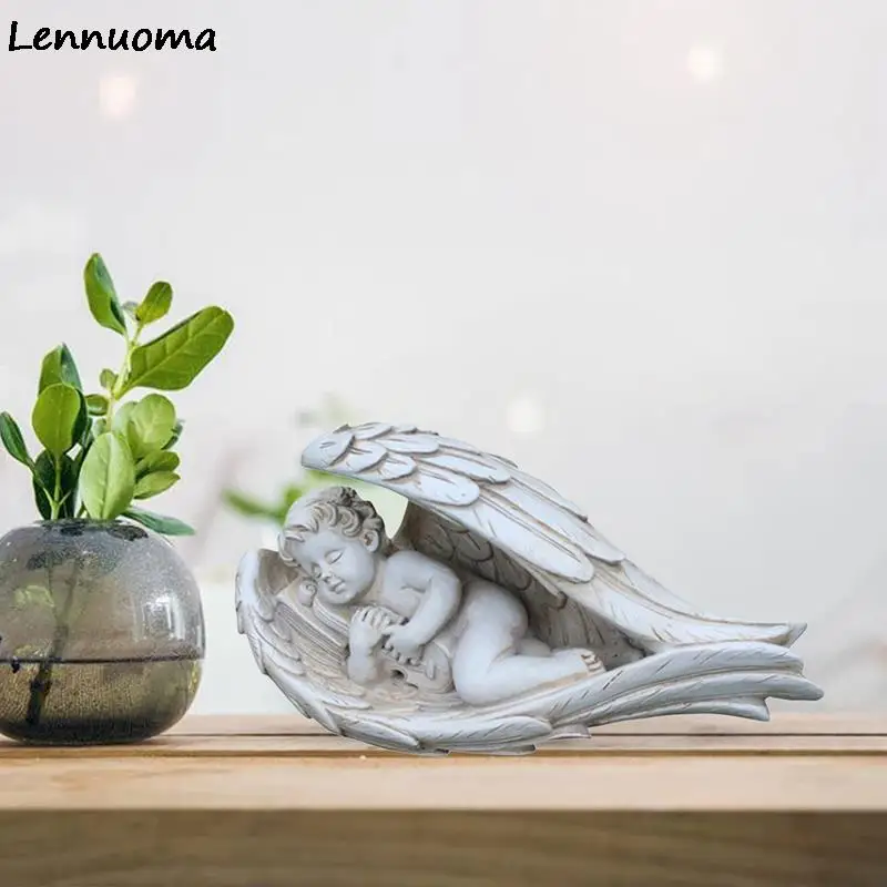 Статуя из смолы Lennuoma статуя ангела для мальчика рукоделия крыла уличная