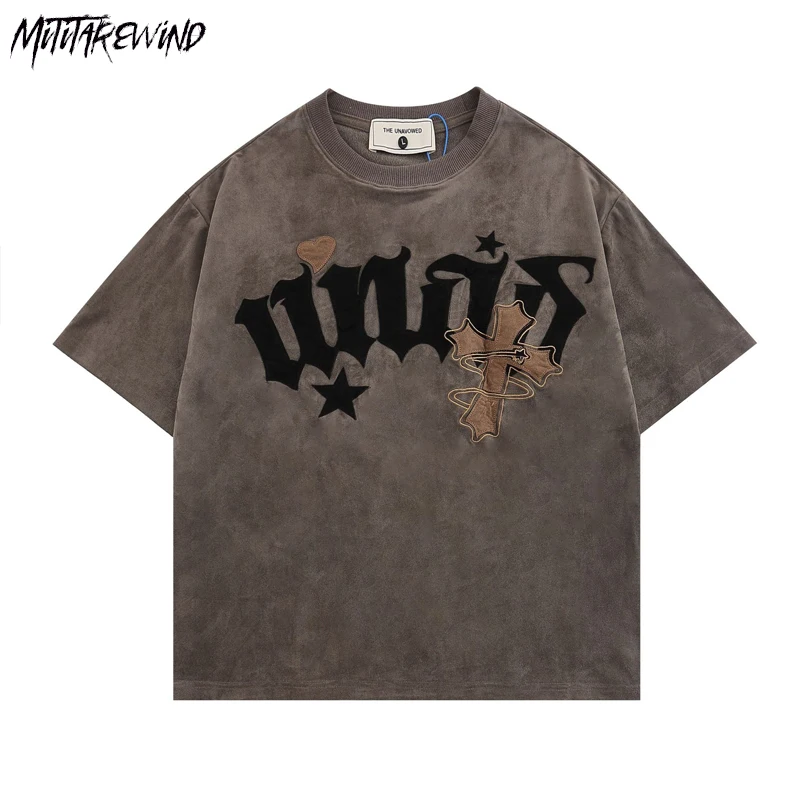 

Summer Casual Print Boyfriend Style T Shirts Couple Loose Oversized Streetwear High Street Cotton Short Sleeve Pullover New Tops