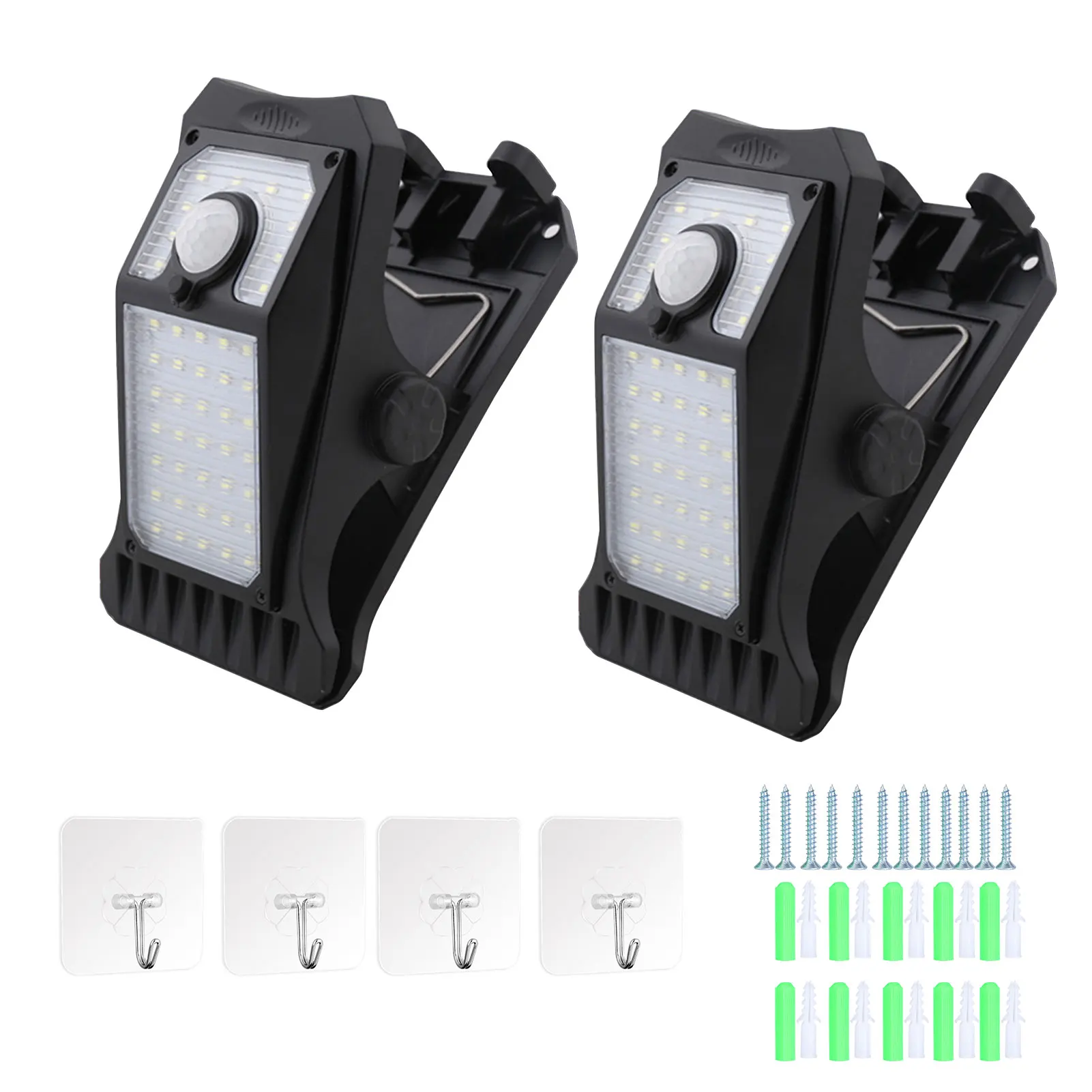 

2pcs Automatic Patio Night Outdoor LED Solar Wall Light Security Lamp 3 Mounting Ways Garden Fence Clip Waterproof Motion Sensor