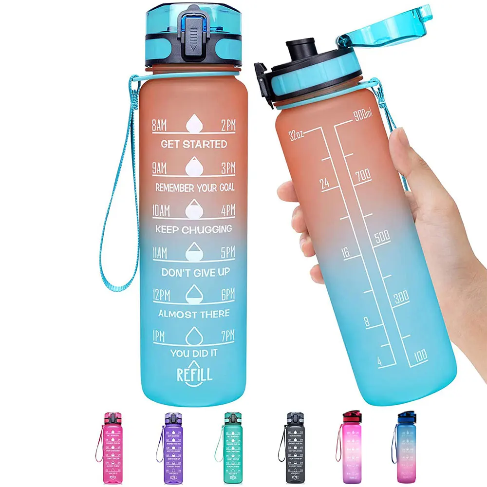 

Sport Water Bottles 1L Portable Gym Anti-fall Leak-proof Large Capacity Fitness Kettle Tritan Plastic Waterbottle