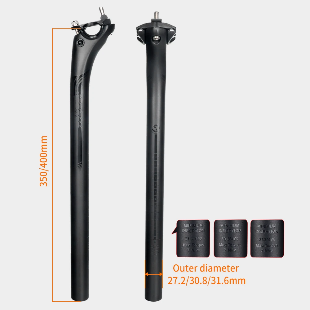 

Карбоновый Подседельный штырь TOSEEK 27,2/30,8/31,6 мм, матовый черный, для горного/дорожного велосипеда, длина подседельного штыря 400 мм, подседельн...