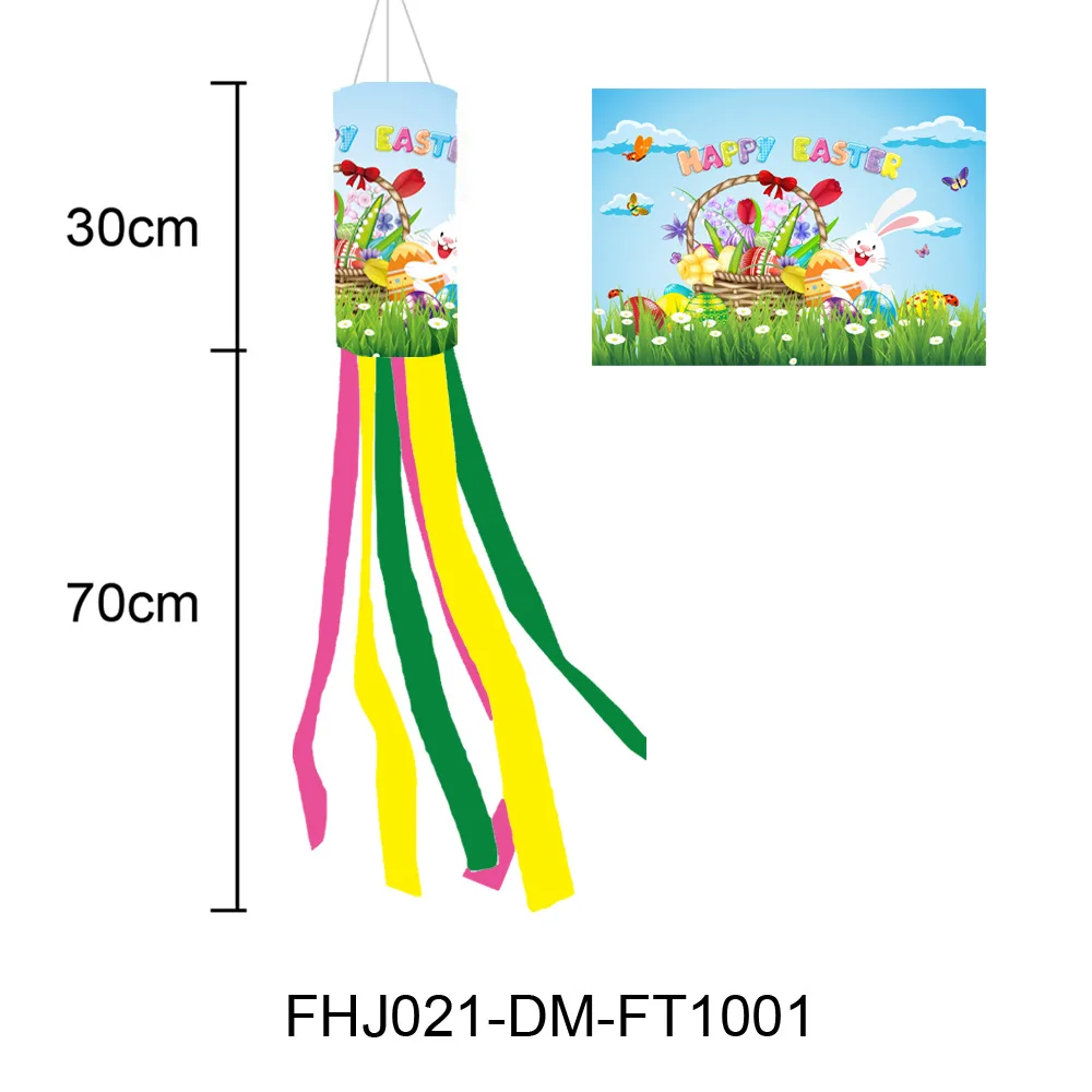 

Easter Wind Tube Flag Windsock Flag Bunny Egg Holiday Atmosphere Layout Supplies Easter Outdoor Garden Flag 13*100cm