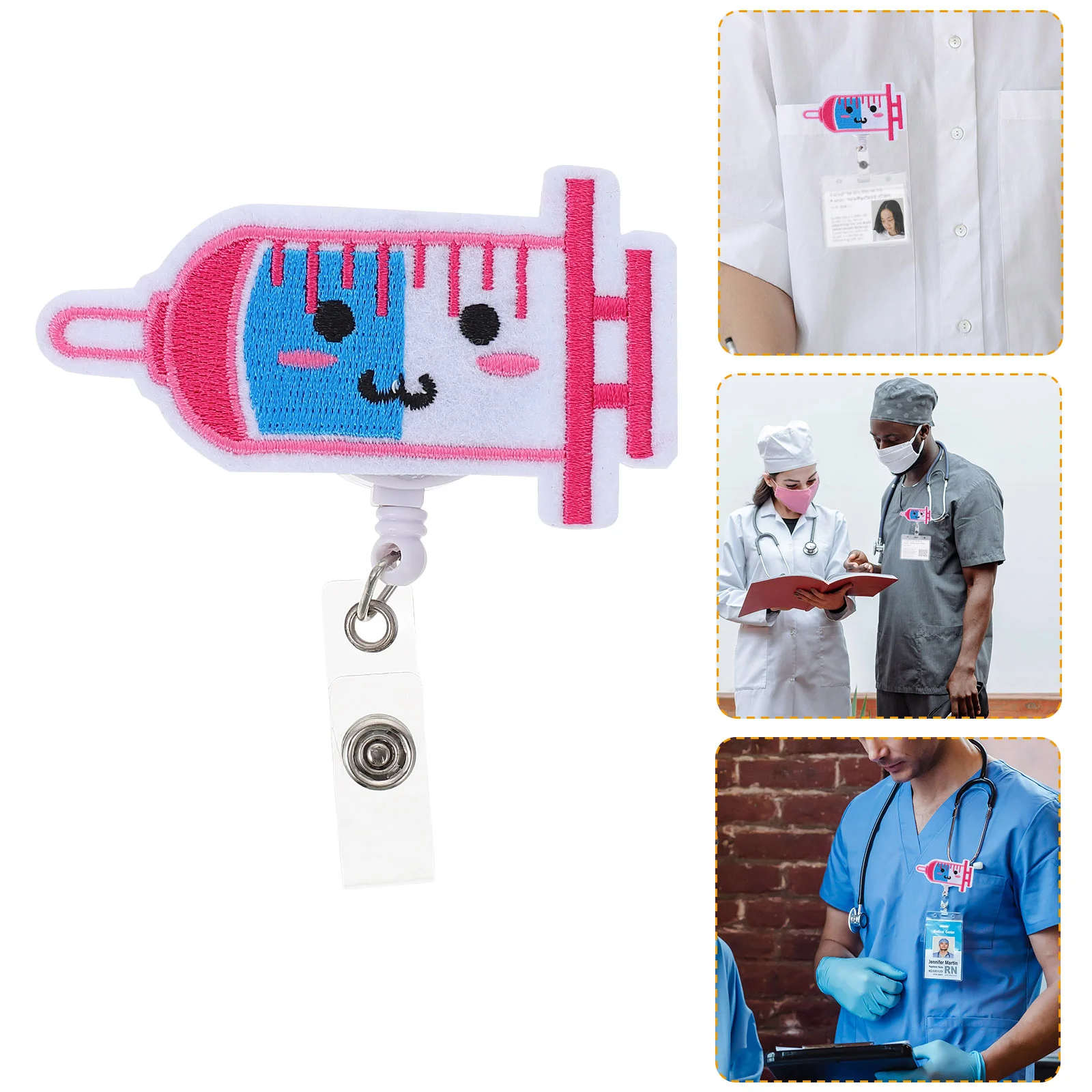 

2pcs Retractable ID Badge Buckles Nurse ID Holders Cards Holders for Nurse