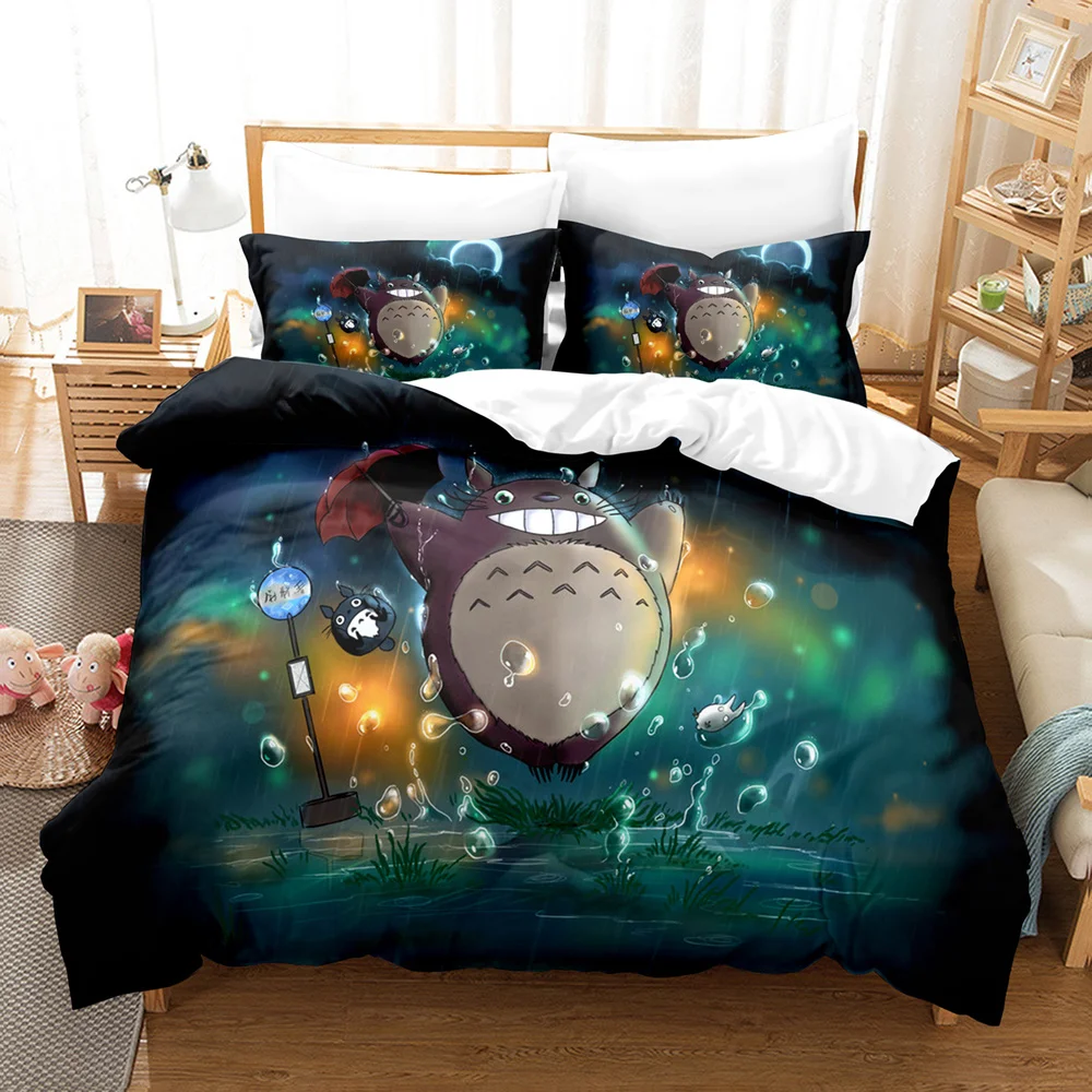 

My Neighbor Totoro Bedding Set Single Twin Full Queen King Size Kawaii Bed Set Aldult Kid Bedroom Duvetcover Sets