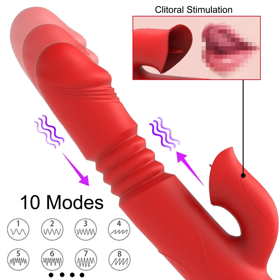 

Double Tongue Vibrating Dildo With Warming Telescopic Rotating Vibrator For Woman Anal Vaginal Clitoris Stimulator Sex Toys