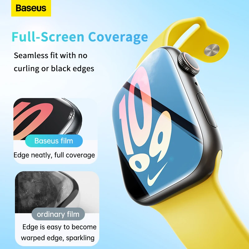 Baseus 2 шт. нано-защитная пленка для Apple Watch 10 8 7 6 SE SE2 5 4 Мягкая гидрогелевая защитная пленка 40414445 мм с полным покрытием (art.: 3920d2ab65971) - 3920d2ab65971
