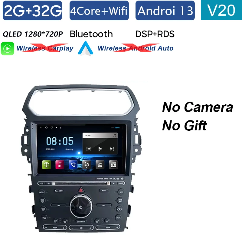 

Для Ford Explorer 5 2011-2019 Android Auto 4G WIFI Автомагнитола Мультимедийный видеоплеер Стерео GPS-навигация BT DSP Без 2Din DVD