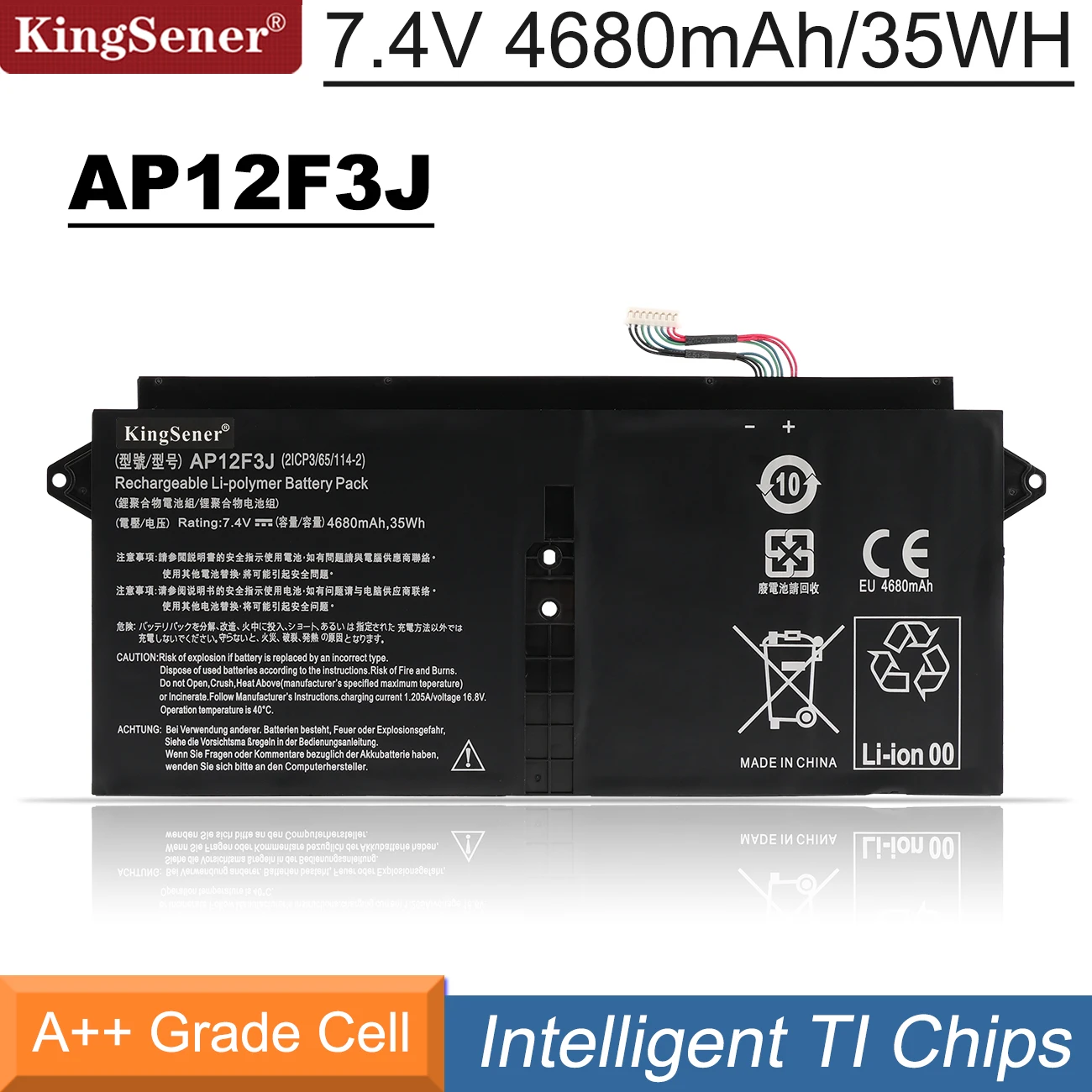 Kingsener-bateria para Notebook Ap12f3j 13.3 Polegadas Acer Aspire 65 114 Ultrabook s7 Edge 2icp3 7.42 Ap12f3j 4680 v Mah 35wh