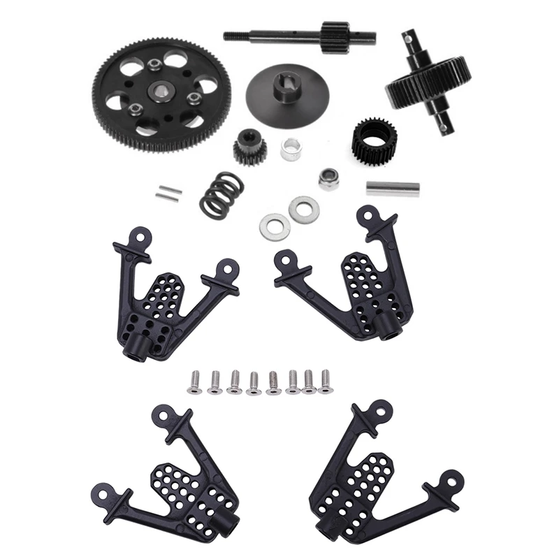 

2 Set RC Car Part: 1 Pcs HD Steel Drive Transmission Straight Gears Set & 1 Set Rear Front Shock Mount LIFT Shocks