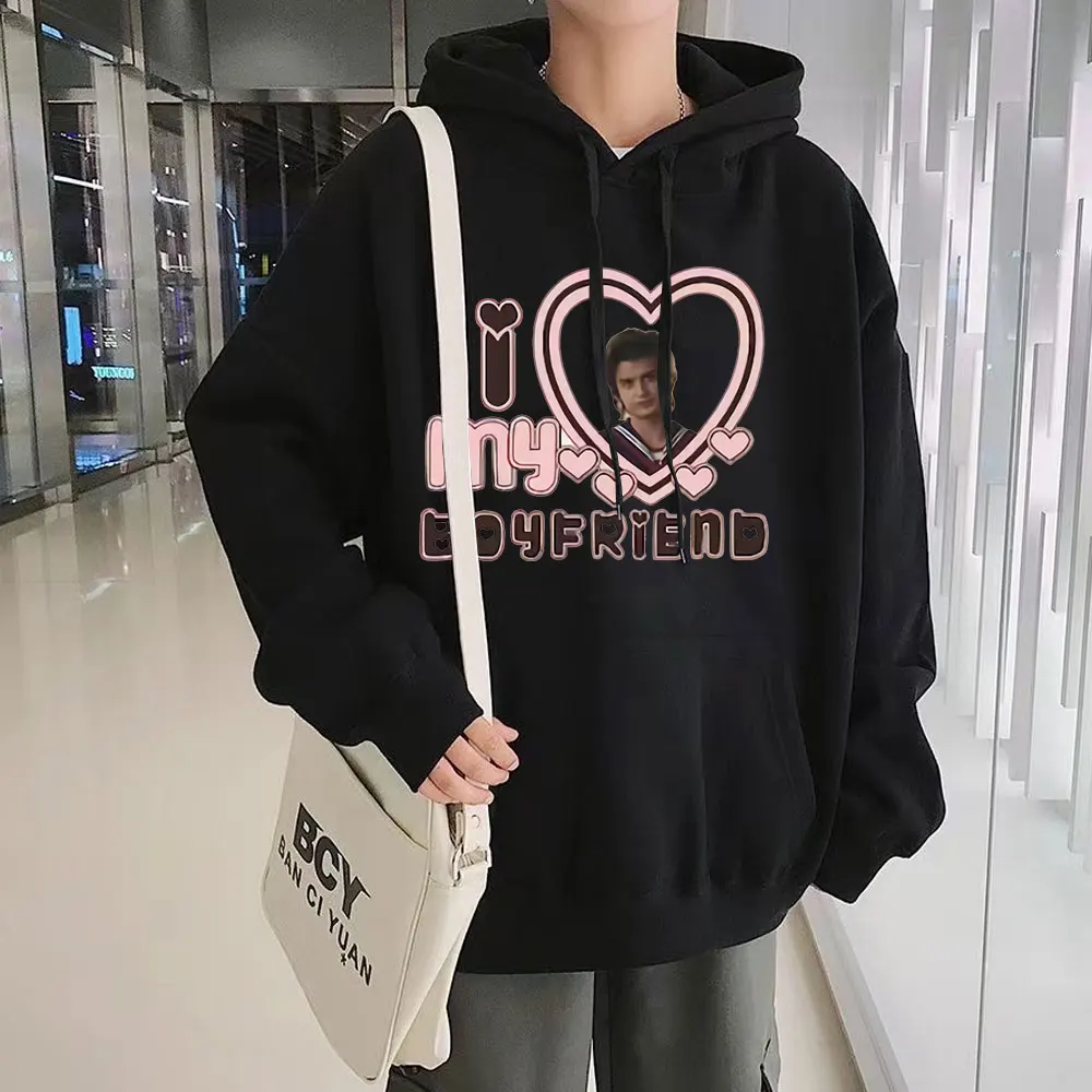 

I Love My Boyfriend Steve Harrington Tracksuit Classic Stranger Things 4 TV Fans Print Hooded Popular Man Sweatshirts Oversized