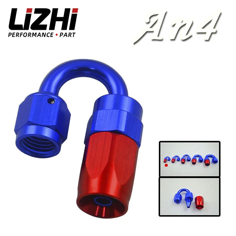 

LIZHI RACING - 4 AN AN-4 180 Degree Aluminum Swivel Hose End Fitting Adapter Oil Fuel Line LZ-SL1018-04-311