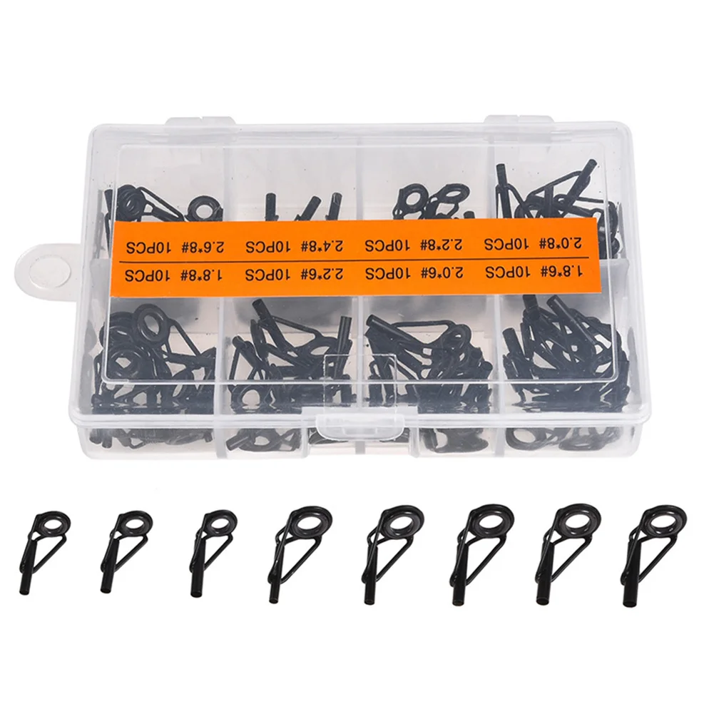 

80 Pcs/ Set Fishing Rod Guide Tip Repair Kit Rod Eye Replacement Ceramic Guide Ring Various Sizes Outdoor Fishing Accessories