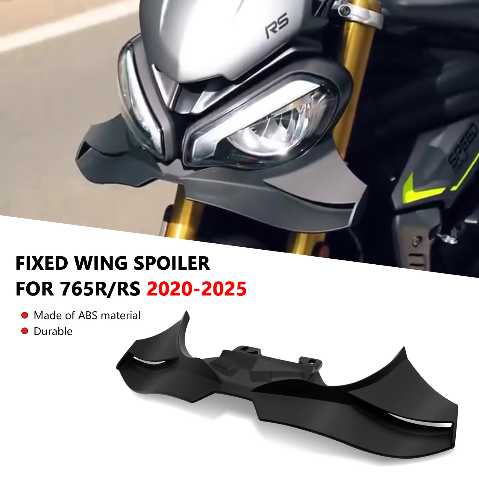 Фото Для Street Triple 765RS 765 R RS 2020-2025 2024, передний спойлер, передний спойлер с клювом, спойлер на крылышко мотоцикла, дефлектор прижимной силы №1