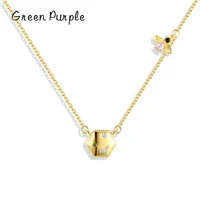 green purple real 925 sterling silver cute bee hexagon pendant fine jewelry chains and necklace for women gift 2022 trend new