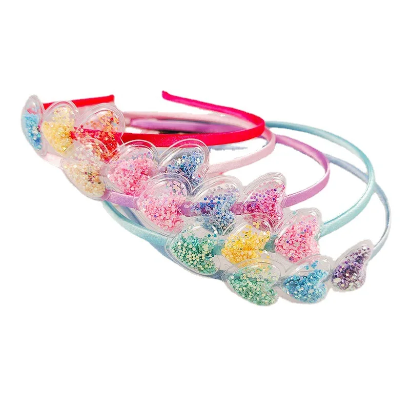 

New Children's Quicksand Hair Bands Colorful Love Quicksand Head Girls Transparent PVC Haircards Little Girls Hair Accessories