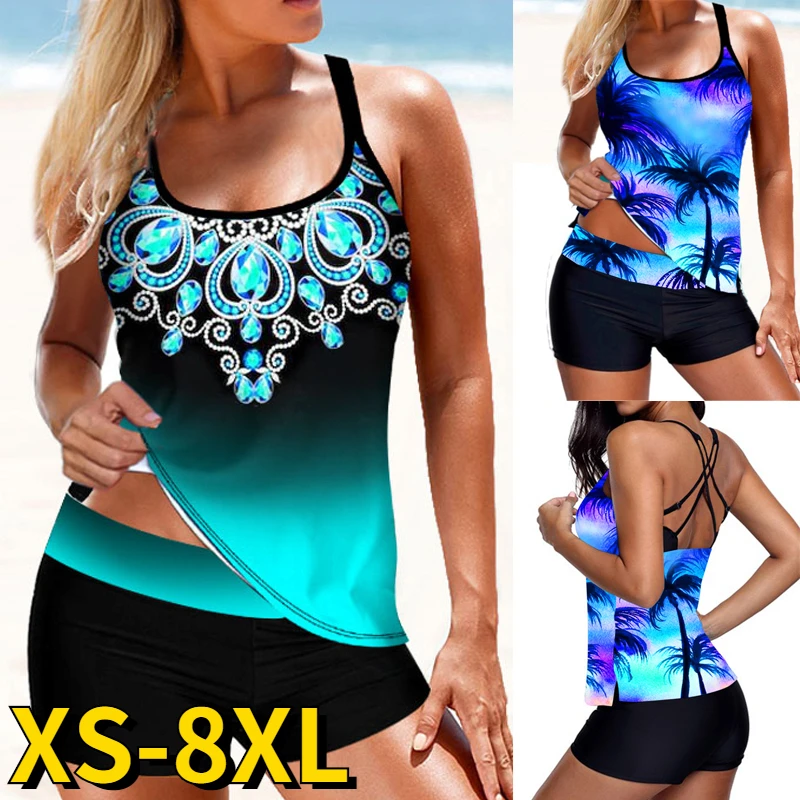 

2022 женские Танкини из двух частей, свободные купальники, Женский монокини с принтом, купальник, купальный костюм, сексуальная летняя пляжна...