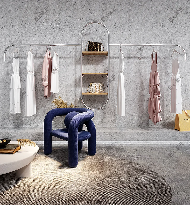 Серебряная вешалка для одежды из нержавеющей стали на стене высококачественного