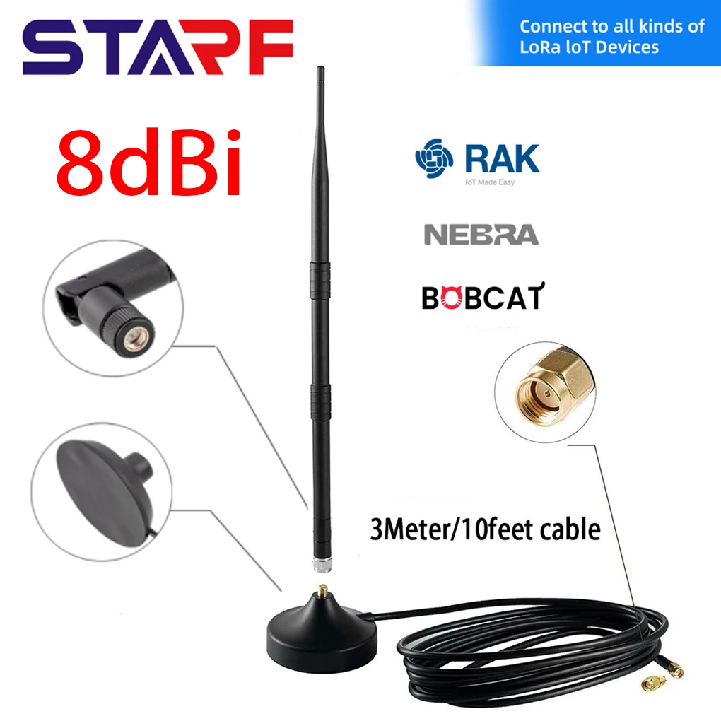 

8dbi Magnetic Base Antenna 868Mhz RP-SMA Male Helium Hotspot Omni Indoor Antenna Compatible With RAK 2 Nebra Bobcat 300