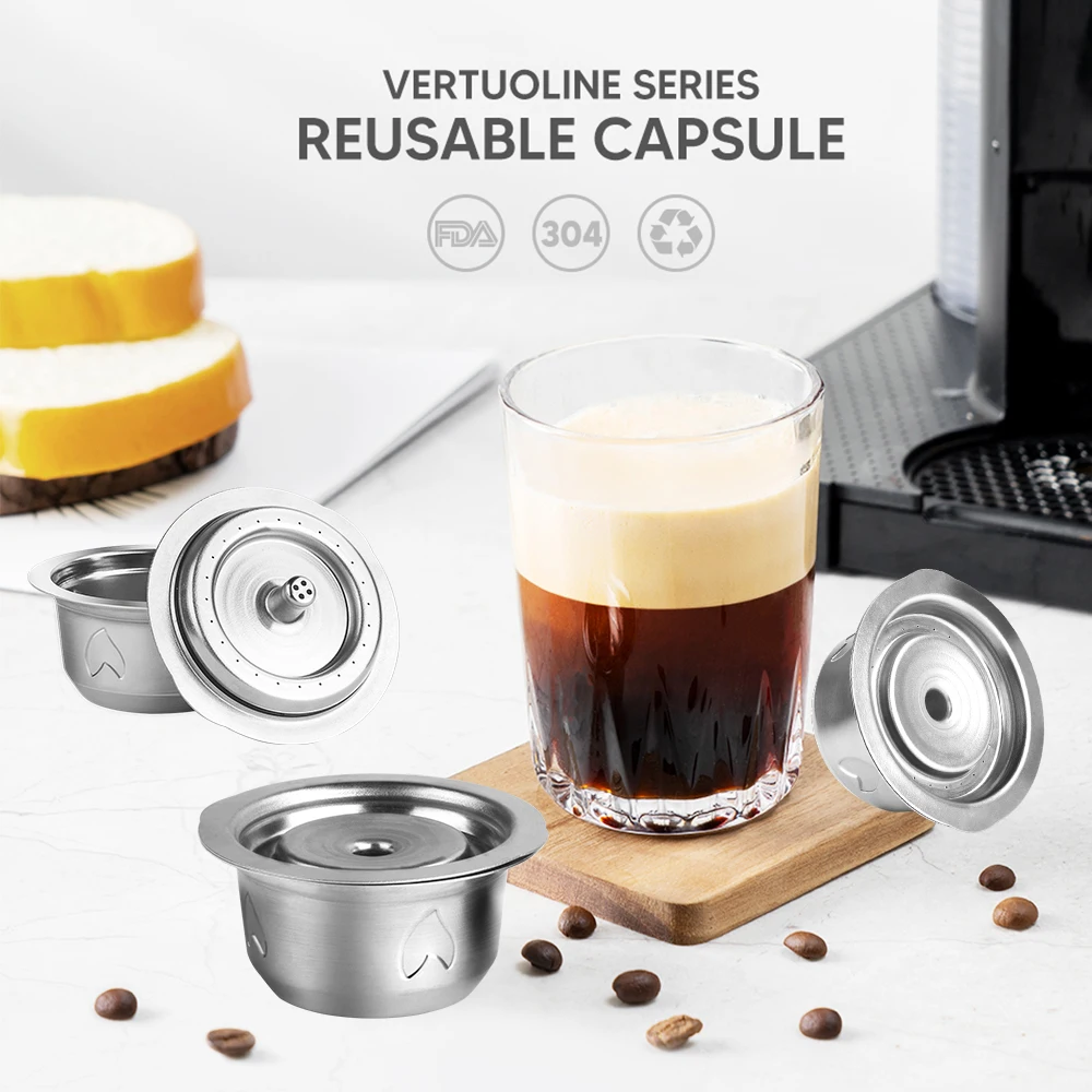 

Reusable Stainless Steel Capsule Compatible With Nespresso Vertuoline Vertuo Refillable Pods Eco-Friendly Food Grade