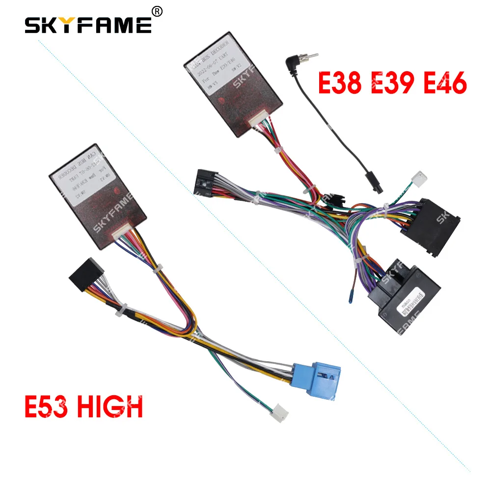 SKYFAME Car 16Pin Wiring Harness Adapter Decoder For BMW E46 E39 E53 Android Radio Power Cable With Canbus Box