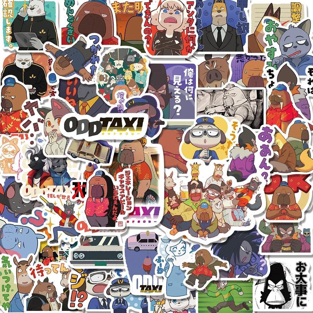 

50 Sheets/set of Japanese Drama Suspense Animation Kit Kat Taxi Sticker Notebook Trolley Case Guitar Decoration Diy Hand Account