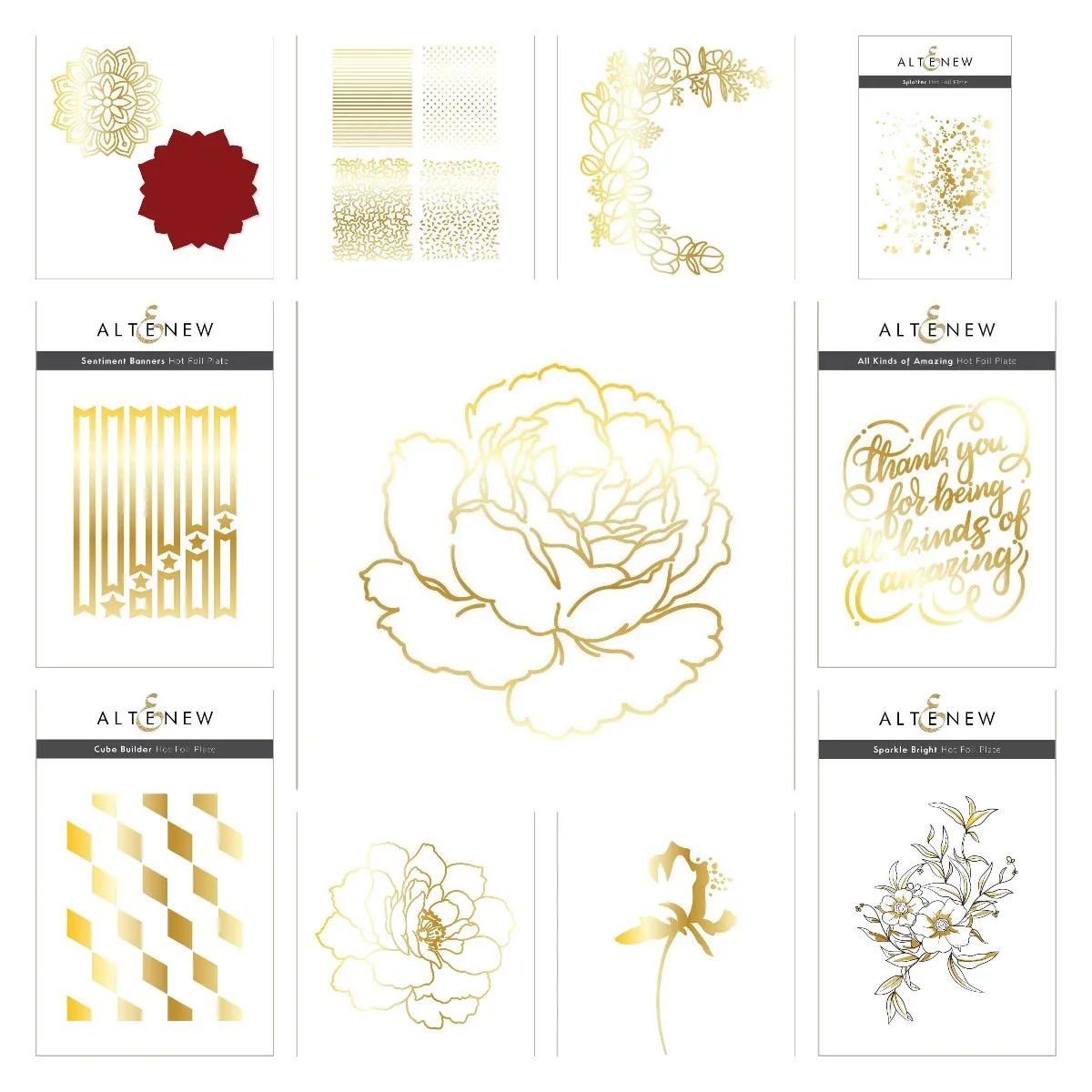 

Whimsical Peony Hot Foil Plate Metal Hot Foil Scrapbook Diary Decoration Handicraft Embossing Template Photo Diy Greeting Card