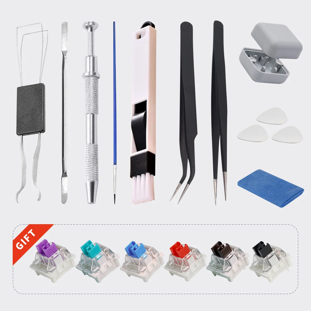 Mechanical Keyboard Tweezers Lube Tool Brush Switch Puller Opener Tester Stem Picker Holder Keyboard Disassemble Tools