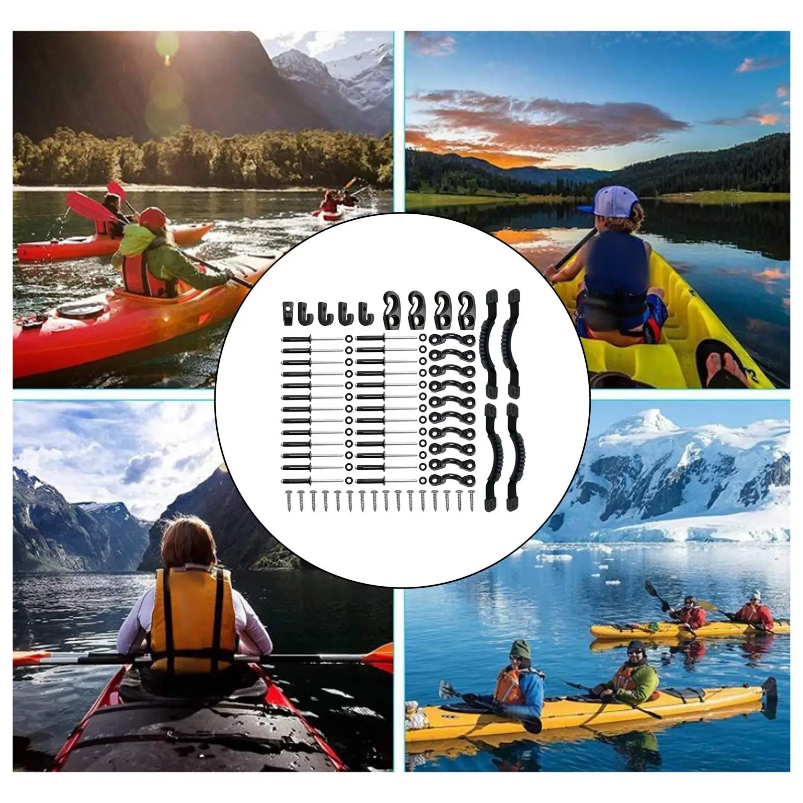 

Коврик для байдарки, набор глаз, шнур, концевые крючки, ручка для переноски, петли для лодки, Каноэ