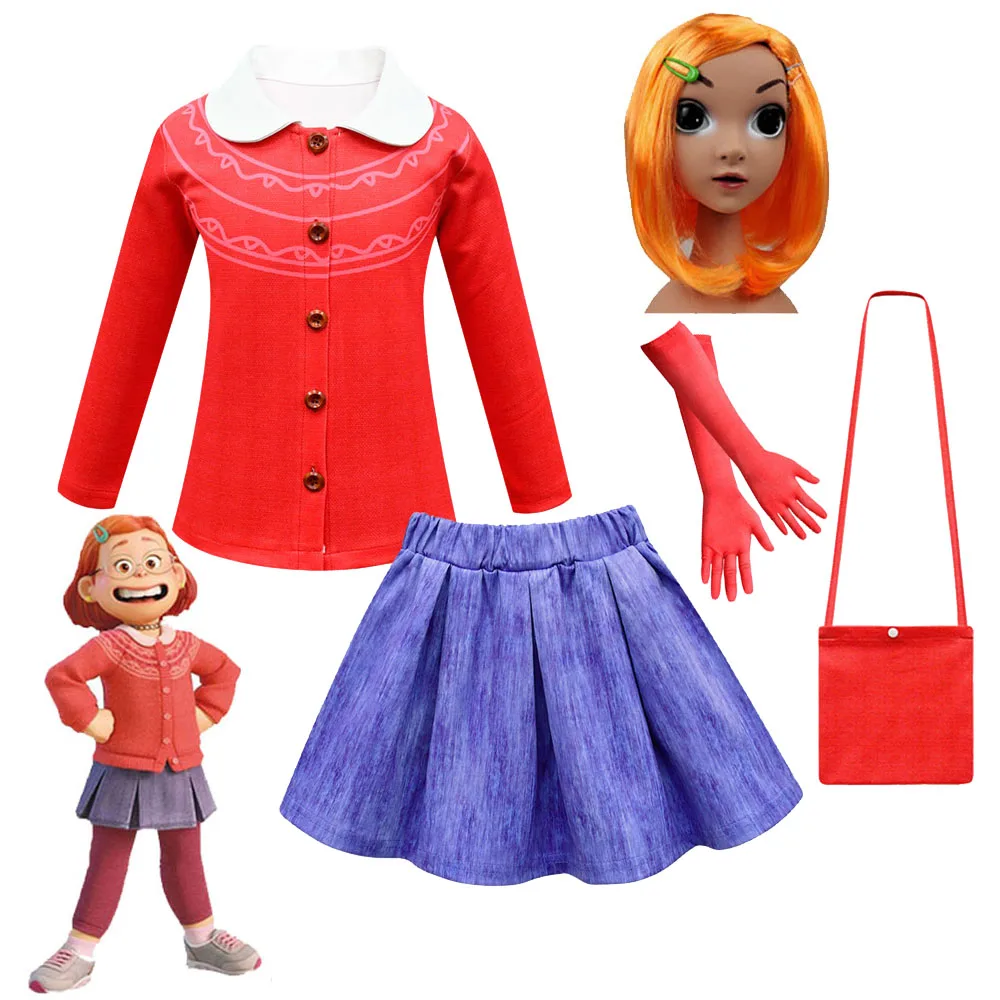 

Turning Red Costume Kids Princess Dress Suit Charm for Girls Cosplay Mei Red Carnival Birthday Party Dress for Girls with Gloves