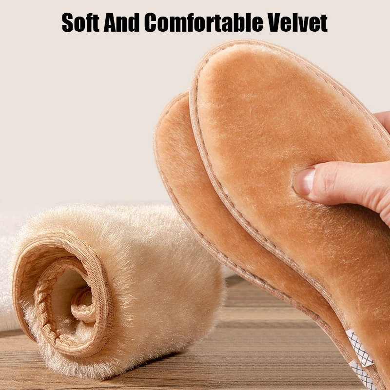Thermal Felt Insoles Thicken Warm Heated Insoles for Men Women Winter Shoes Breathable Snow Boots Imitation Rabbit Shoe Pads