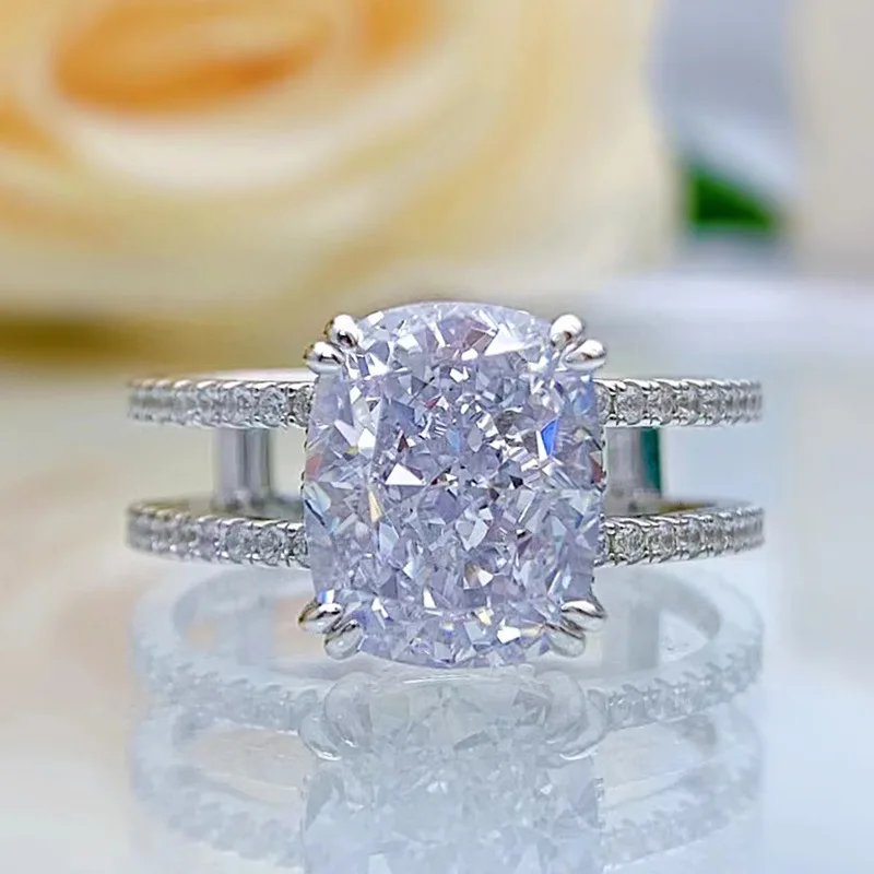 

Jewelry 2023 New S925 Sterling Silver Imported High Carbon Diamond 9 * 11 European and American Wish Popular Micro Inlaid Ring f