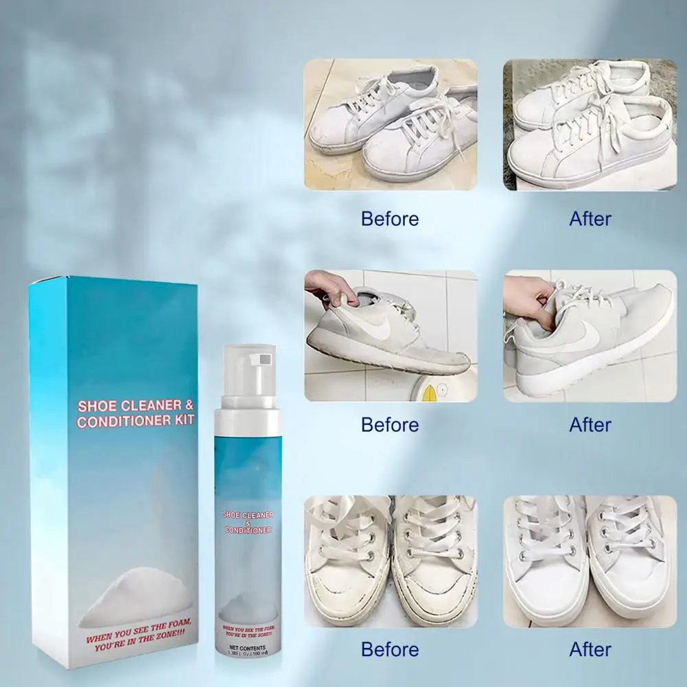 

100ML Shoe Cleaner Whitening Cleansing Foamzone Remove Dirt Stain Shoes Sneakers Rich Foamzone No Need Washing Cleaning Tool